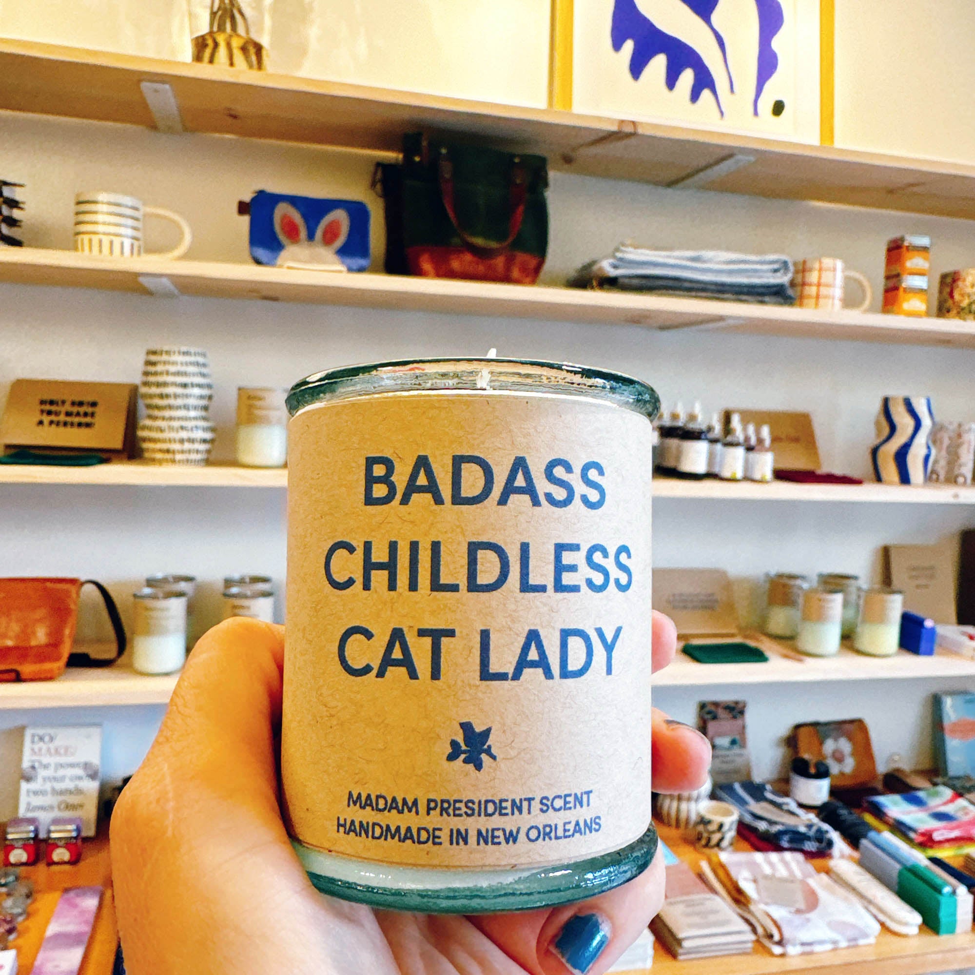 Badass Childless Cat Lady Candle - Gives to Harris/Walz & She Should Run, Madam President Scent